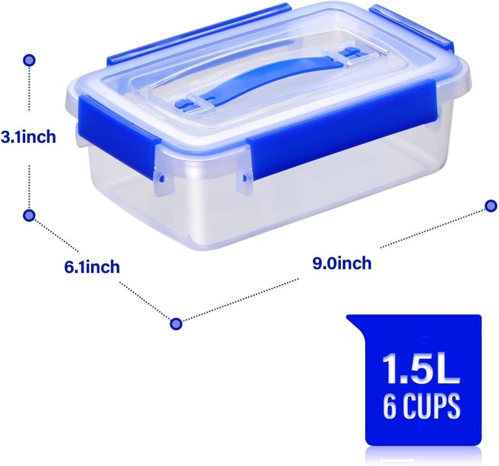 YORY large food storage containers with lid for cookies macarons bread cake flour sugar rice leftovers - freezer safe -extra big- box tub(5.5L/22cups-2pack)