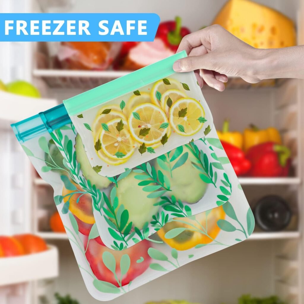 10 Pack Dishwasher Safe Reusable Bags Silicone, Leak proof Reusable Freezer Bags for Food Storage Home Organization Traval  Make-up BPA FREE for Food Storage Home BPA FREE for Salad Fruit