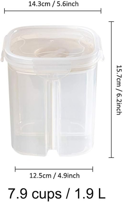 Airtight Food Storage Containers with Lids, Cereal Dry Food Storage Container for Keeping Food Dry  Fresh, Clear Plastic Cereal Storage Box Ideal for Candy Snacks 1.9L