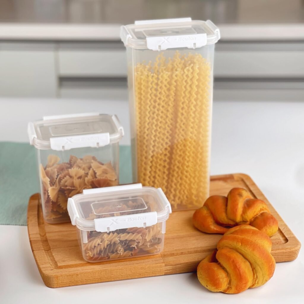 Cereal Containers Storage With Lids,Airtight Food Storage Containers 6PCS, Flip open, BPA free,Canisters pantry storage  organizatior for Oats,Grain,Nuts,White,3.8L  2.3L  1.5L