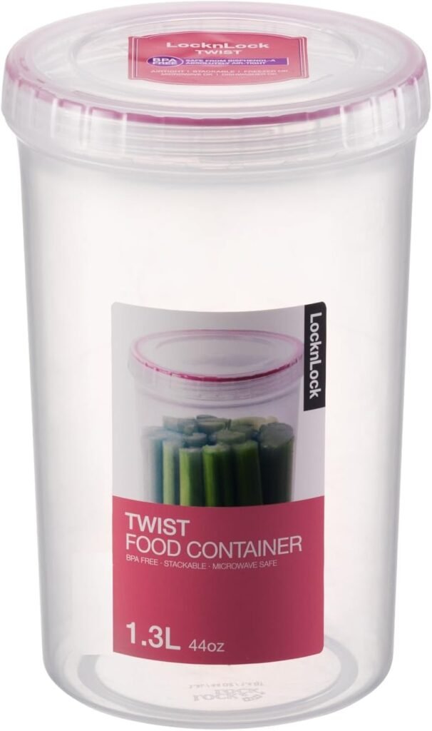 LOCK  LOCK Easy Essentials Twist Food Storage lids/Airtight containers, BPA Free, Tall-30.4oz Clear