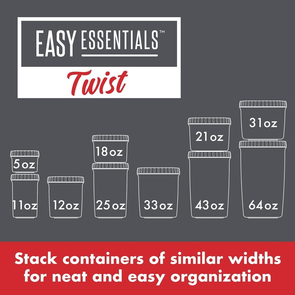 LOCK  LOCK Easy Essentials Twist Food Storage lids/Airtight containers, BPA Free, Tall-30.4oz Clear