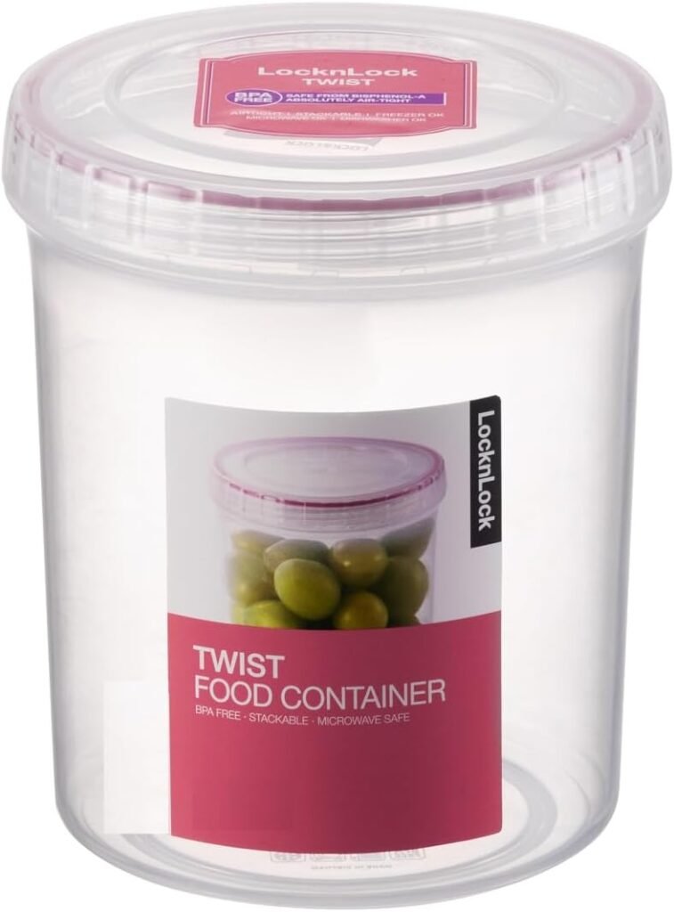 LOCK  LOCK Easy Essentials Twist Food Storage lids/Airtight containers, BPA Free, Tall-30.4oz Clear